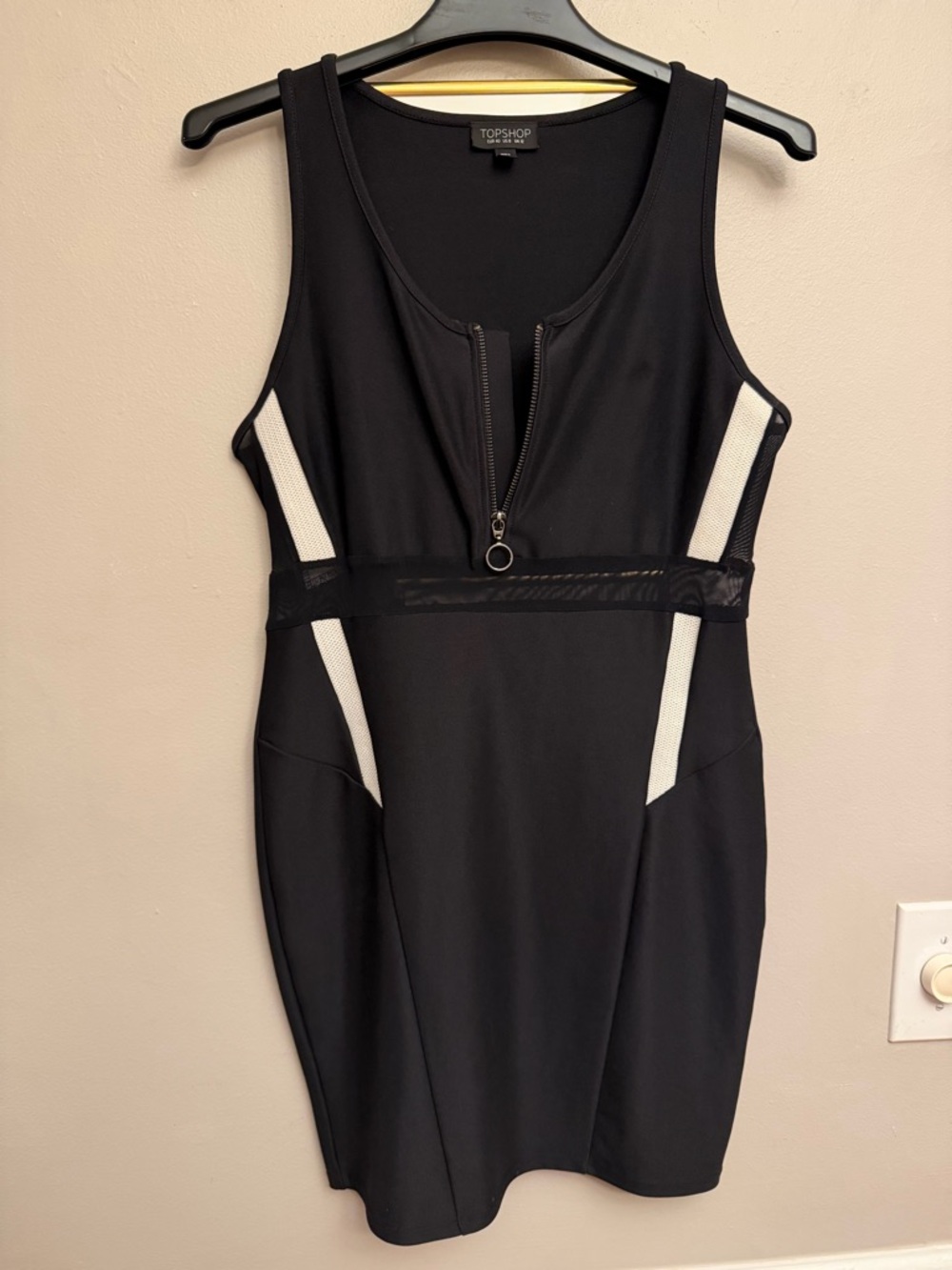 Topshop Black Mini Dress with White Contrast Panels